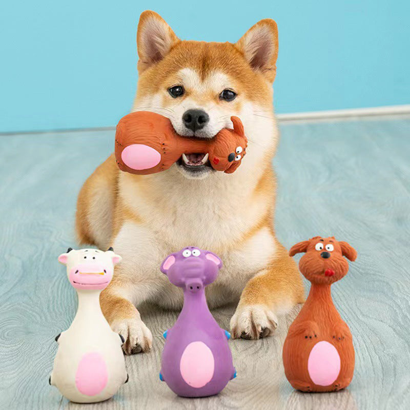 Latex Cartoon Dog Toy – Squeaky Bite-Resistant Pet Toy