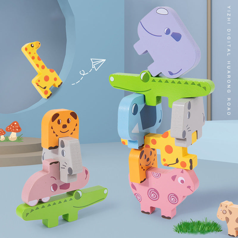 Animal Balance Stacking High Children's Early Education Educational Toys Challenge Building Blocks To Build Stacking Wooden Toys