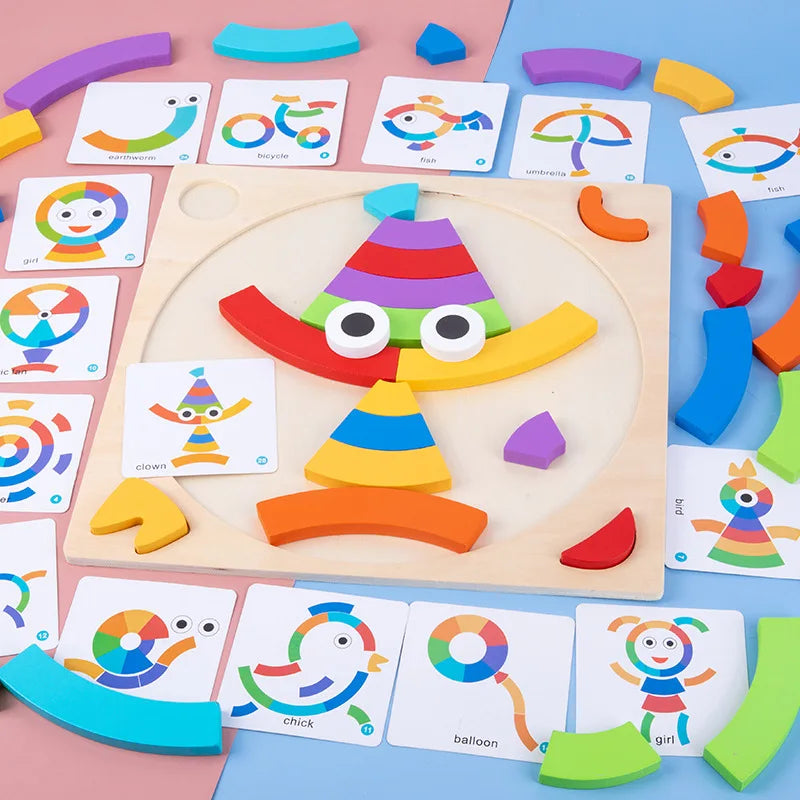 Rainbow Shape Puzzle Blocks – Early Education Board Game