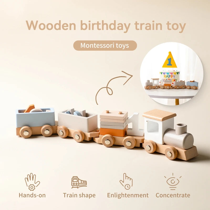 Wooden Trolley Train – Montessori Baby Learning Toy