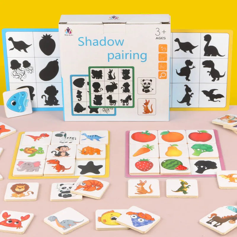 Montessori Shadow Matching Game – Cognitive Wooden Puzzle