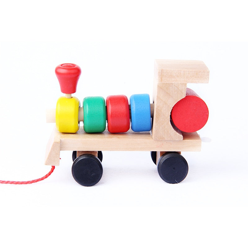 Montessori Wooden Train Set – Geometric Shapes Educational Toy