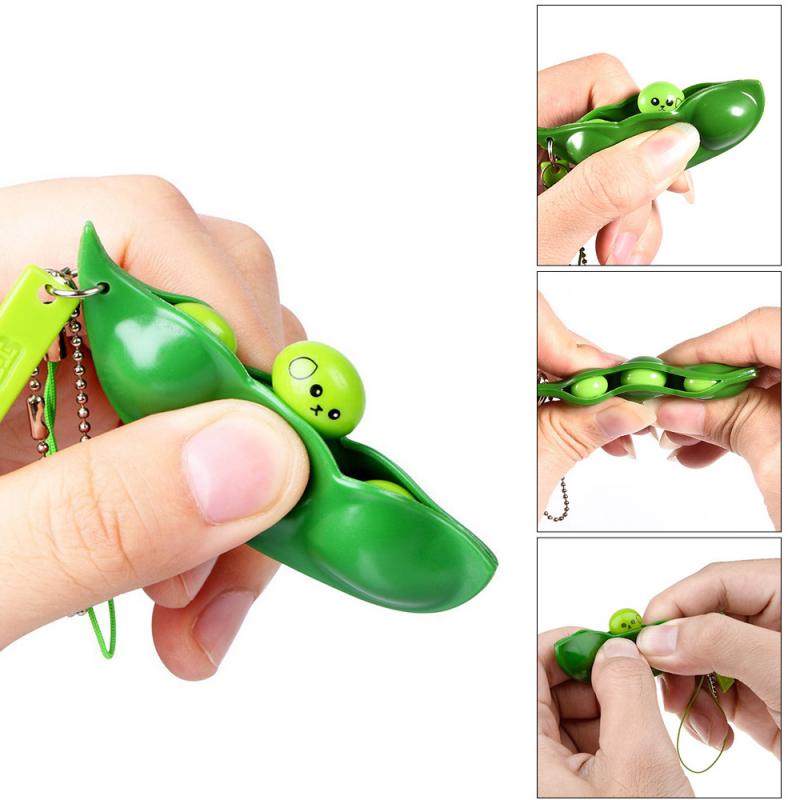 Edamame Squishy Keychain – Anti-Stress Squeeze Toy