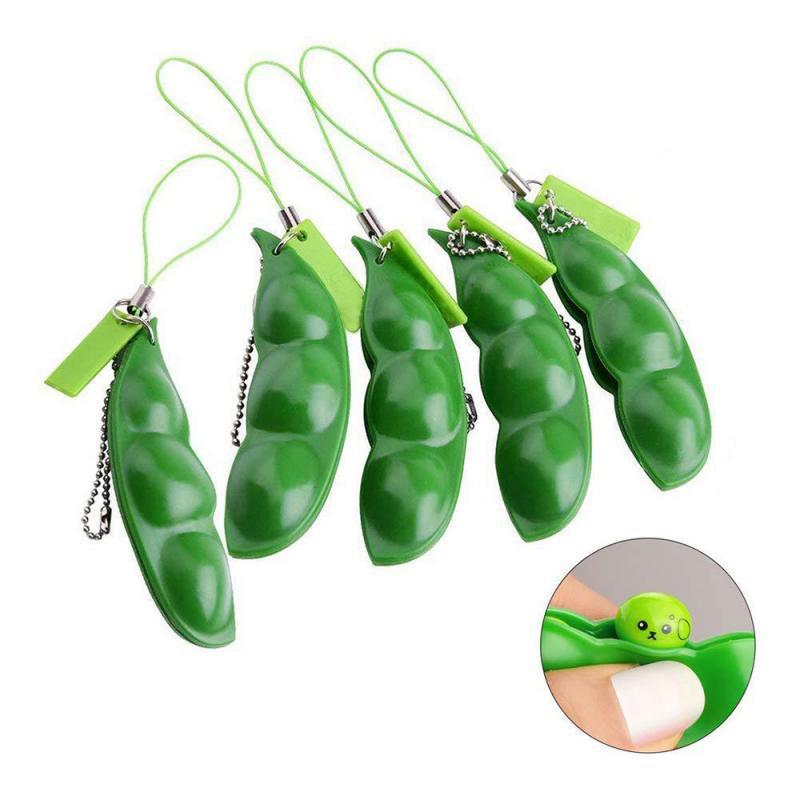 Edamame Squishy Keychain – Anti-Stress Squeeze Toy