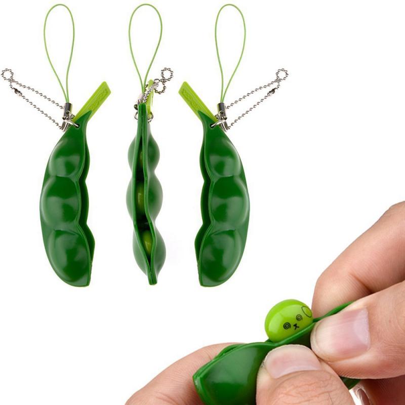 Edamame Squishy Keychain – Anti-Stress Squeeze Toy