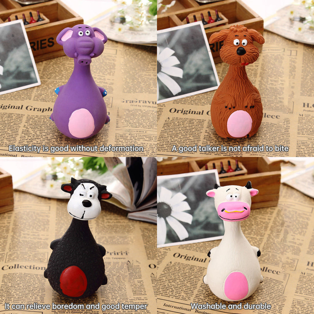 Latex Cartoon Dog Toy – Squeaky Bite-Resistant Pet Toy