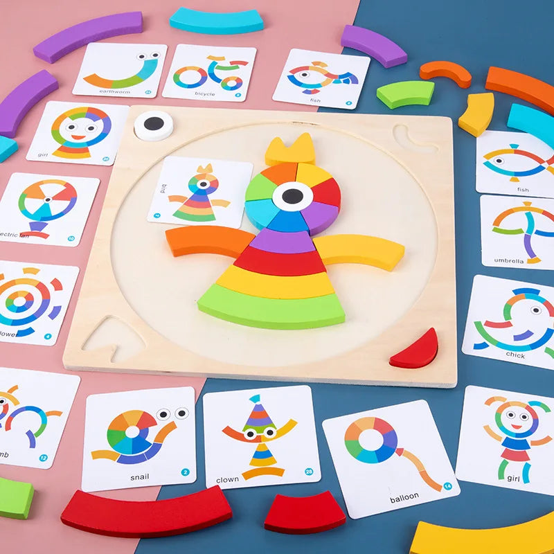Rainbow Shape Puzzle Blocks – Early Education Board Game