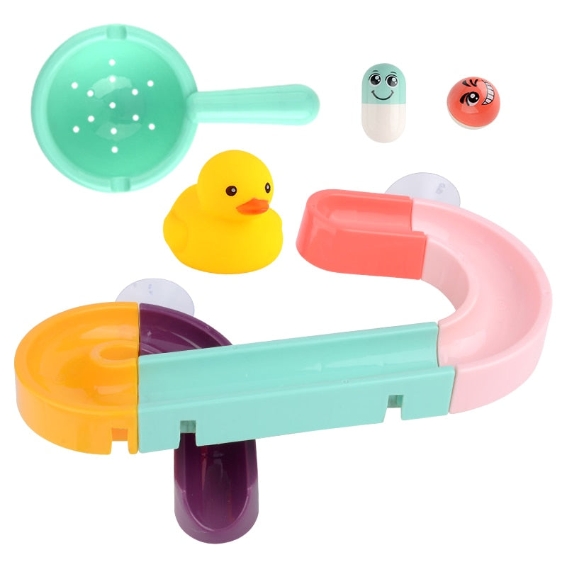 DIY Baby Bath Toys Wall Suction Cup Marble Race Run Track Bathroom Bathtub Kids Play Water Games Toy Set for Children