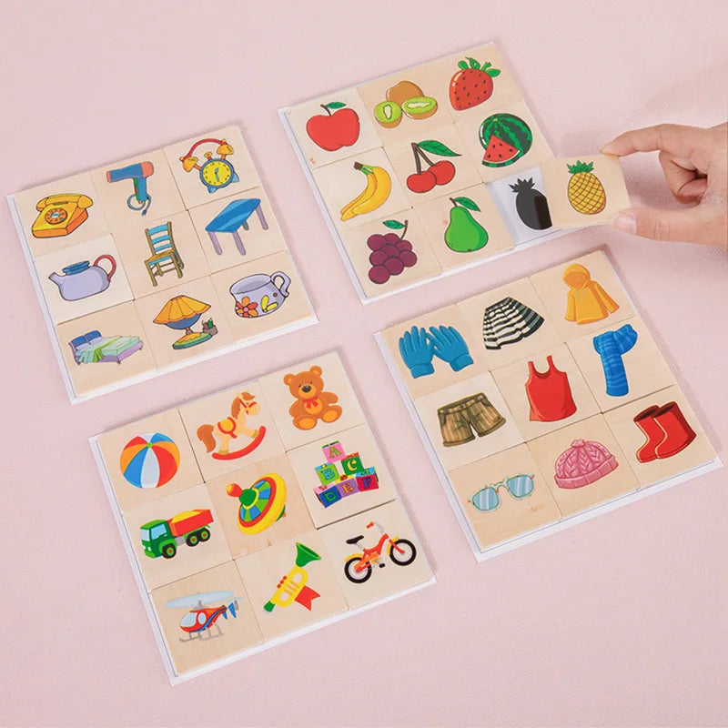 Montessori Shadow Matching Game – Cognitive Wooden Puzzle