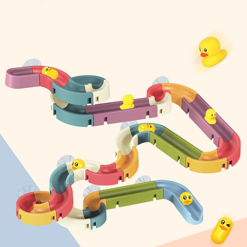 Bath Toys Baby Bathroom Duck DIY Track Bathtub Kids Play Water Games Tool Bathing Shower Wall Suction Set Bath Toy for Children