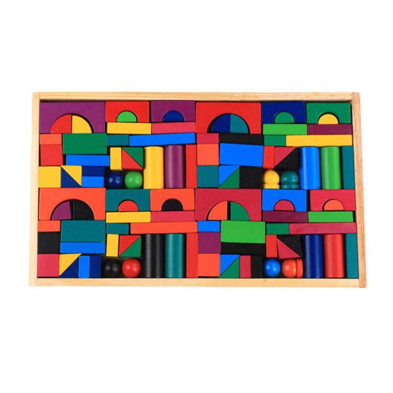 112pcs/Set Wooden Colorful Rainbow Domino Blocks Building Toy Early Educational Toys For Children Kids Dominoes Games Gifts