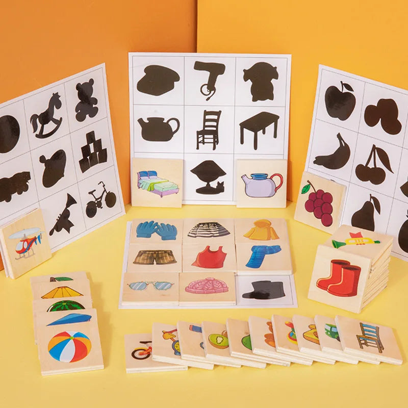 Montessori Shadow Matching Game – Cognitive Wooden Puzzle