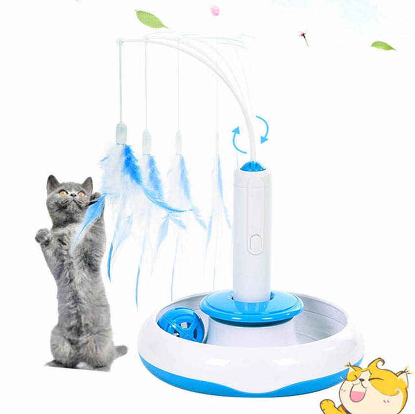 Electric 360° Feather Teaser – Interactive Spinning Cat Toy