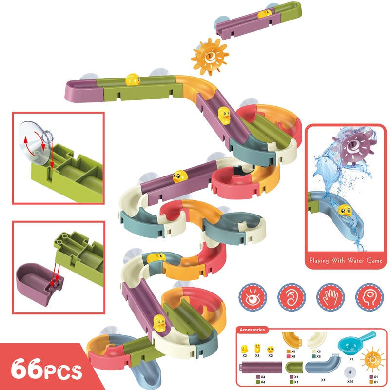 Bath Toys Baby Bathroom Duck DIY Track Bathtub Kids Play Water Games Tool Bathing Shower Wall Suction Set Bath Toy for Children