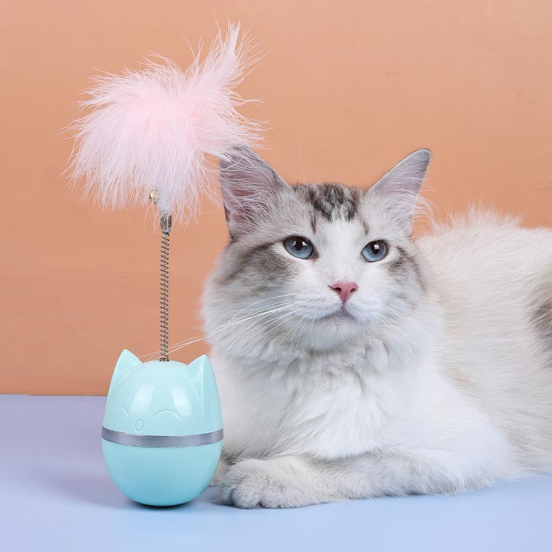 Feather Cat Egg Tumbler Toy – Interactive Voice Cat Toy