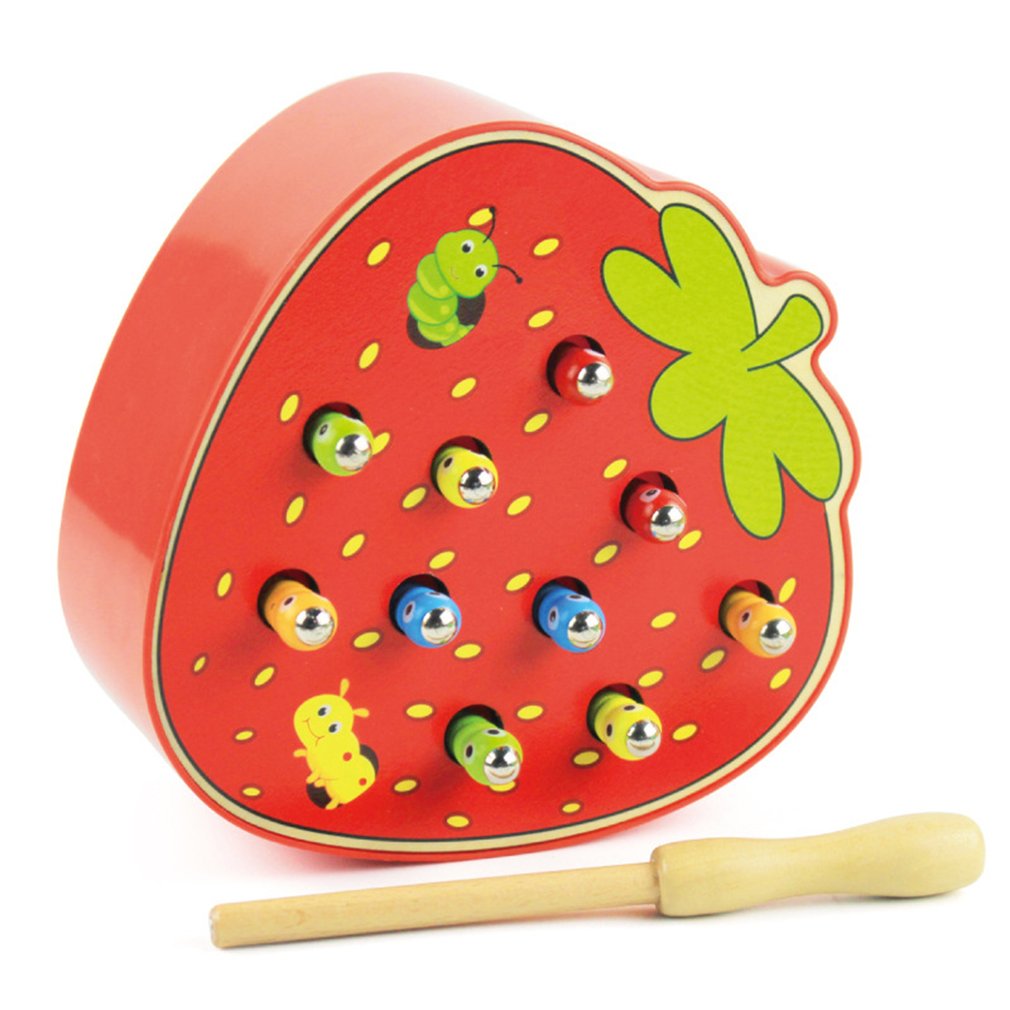 Magnetic Worm Catching Toy – Montessori Wooden Educational Game