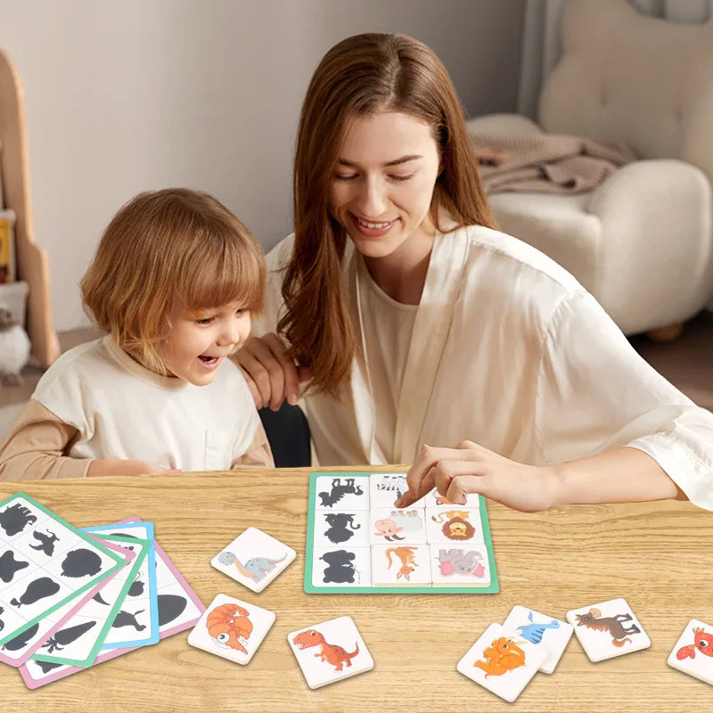 Montessori Shadow Matching Game – Cognitive Wooden Puzzle