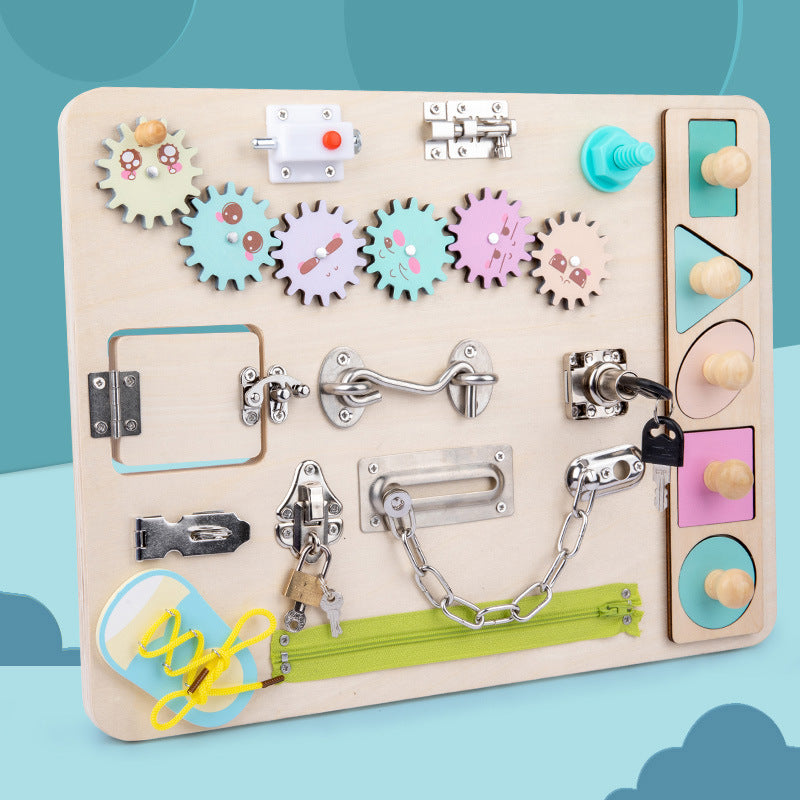 Montessori teaching aids for early education, puzzle unlocking toys, baby Montessori tabletop games, busy board