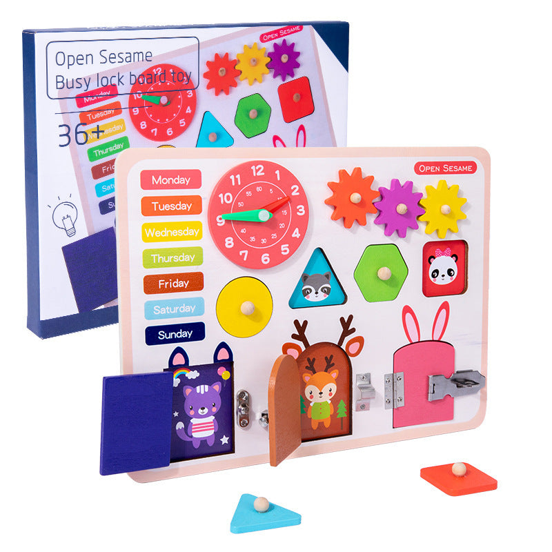Montessori teaching aids for early education, puzzle unlocking toys, baby Montessori tabletop games, busy board