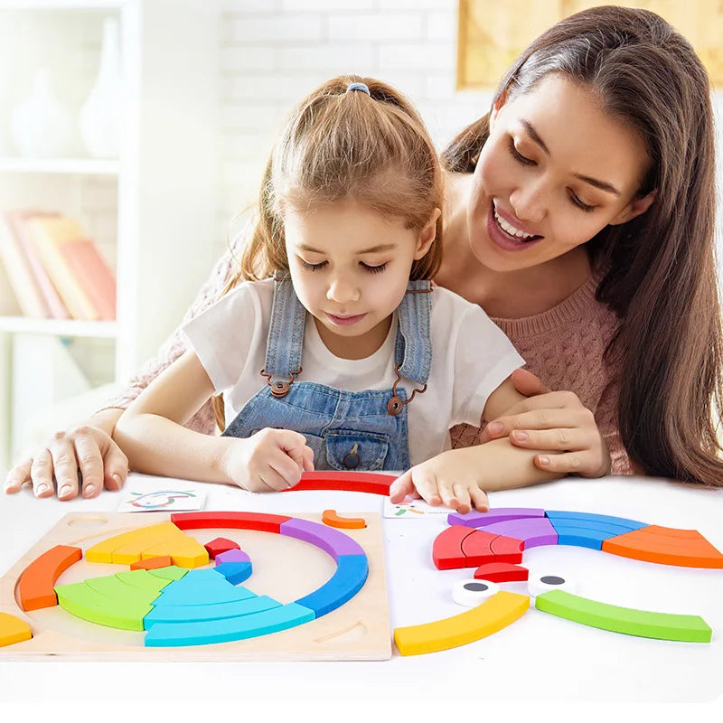Rainbow Shape Puzzle Blocks – Early Education Board Game
